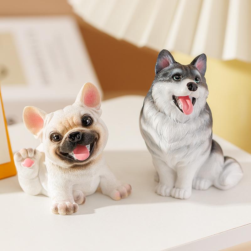 置物 オブジェ かわいい 犬 動物 デスク 卓上 車内 樹脂製 パグ ハスキー フレンチブルドッグ ゴールデンレトリバー コーギー テディベア 猫 クマ カピバラ ワニ カエル