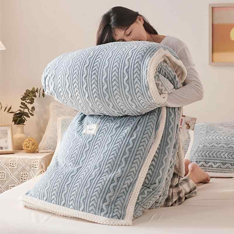 毛布 ブランケット 厚手 フランネル ポリエステル 静音 100 150cm 静謐ブルー 冷淡グレー