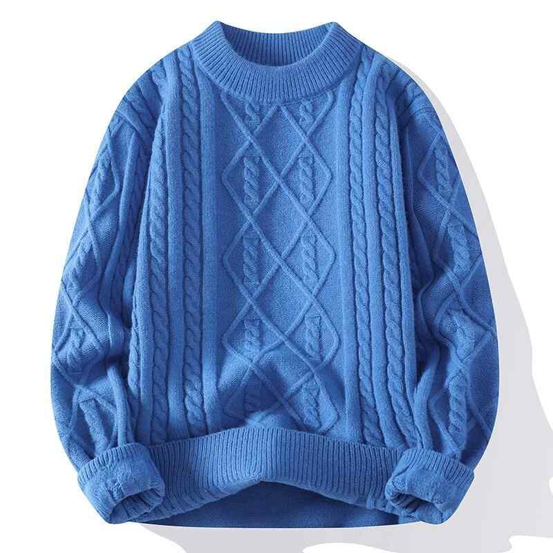 ニット メンズ 長袖ニット 秋冬 青少年 無地 セーター トップス プルオーバー 配色 ゆったり カシミヤタッチ