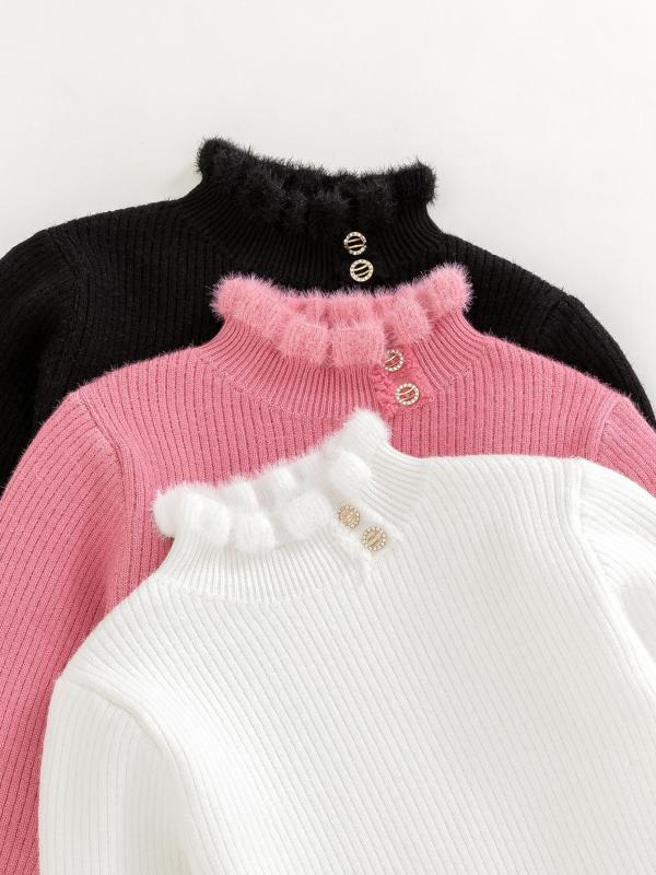 ニット キッズ 女の子 裏起毛 ハイネック セーター 子供服 トップス 無地 普段着 かわいい 秋冬 100 110 120 130 140 150 160cm
