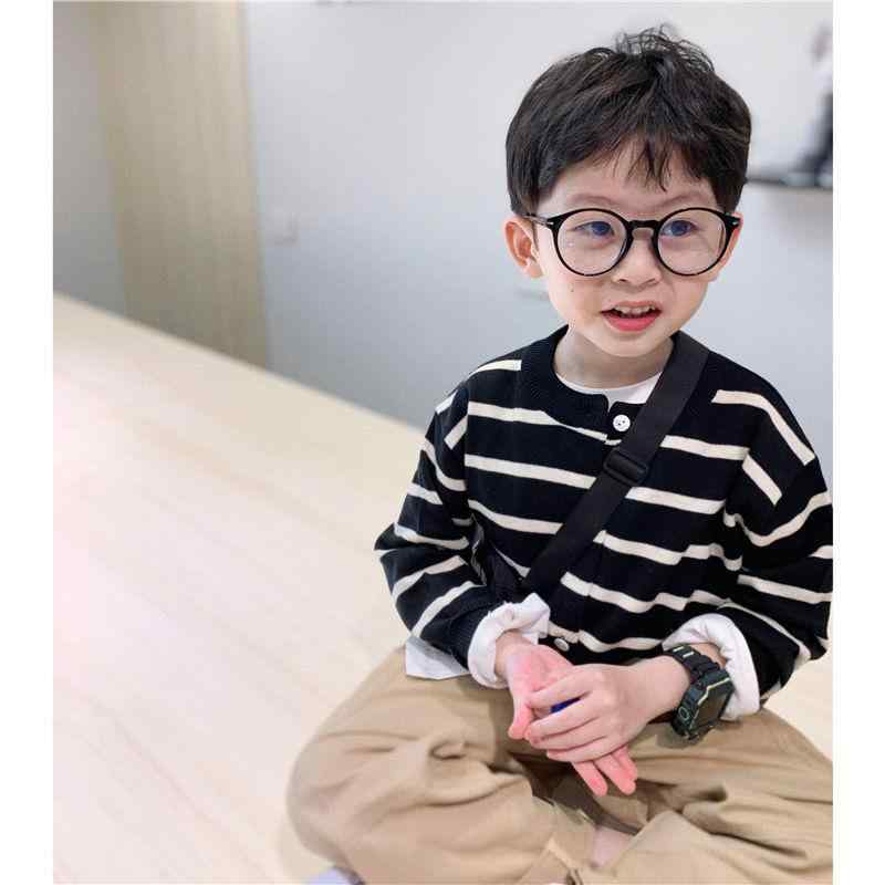 ニット キッズ カーディガン 子供服 韓国風 ストライプ柄 ニットアウター 長袖 男女兼用 ベビー 幼児 トップス 春秋