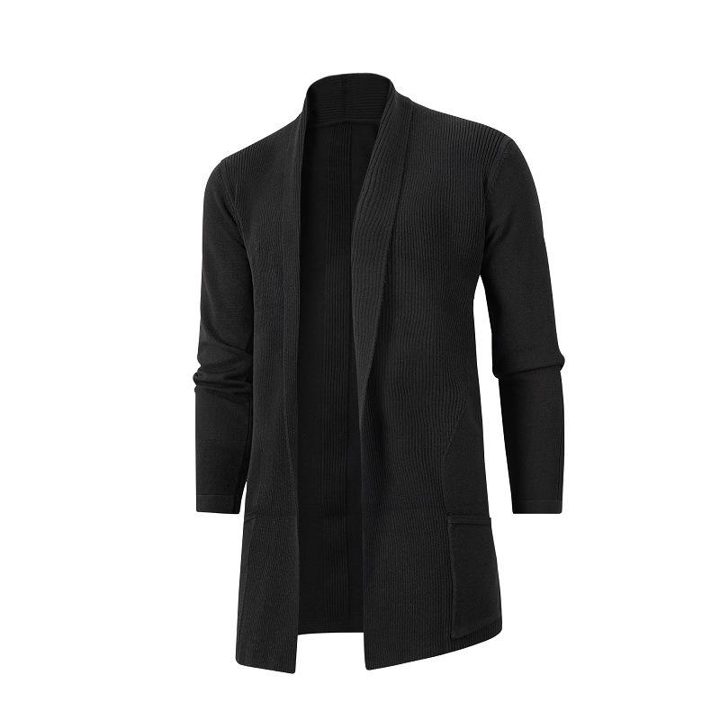 ニットカーディガン メンズ ニットジャケット 紳士服 トップス 長袖 スリムフィット 無地 前開き 羽織り 春秋 カジュアル スタイル 黒 ブラック カーキ