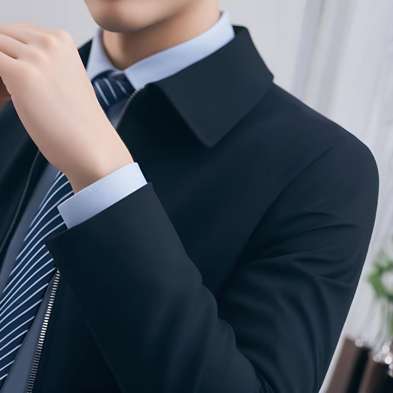 ジャケット メンズ 紳士服 ブルゾン ジャンパー アウター 襟付き 無地 シンプル ビジネス 通勤 男性用 防風 通気性 耐摩耗性 吸湿速乾 春秋 紺色 ネイビー