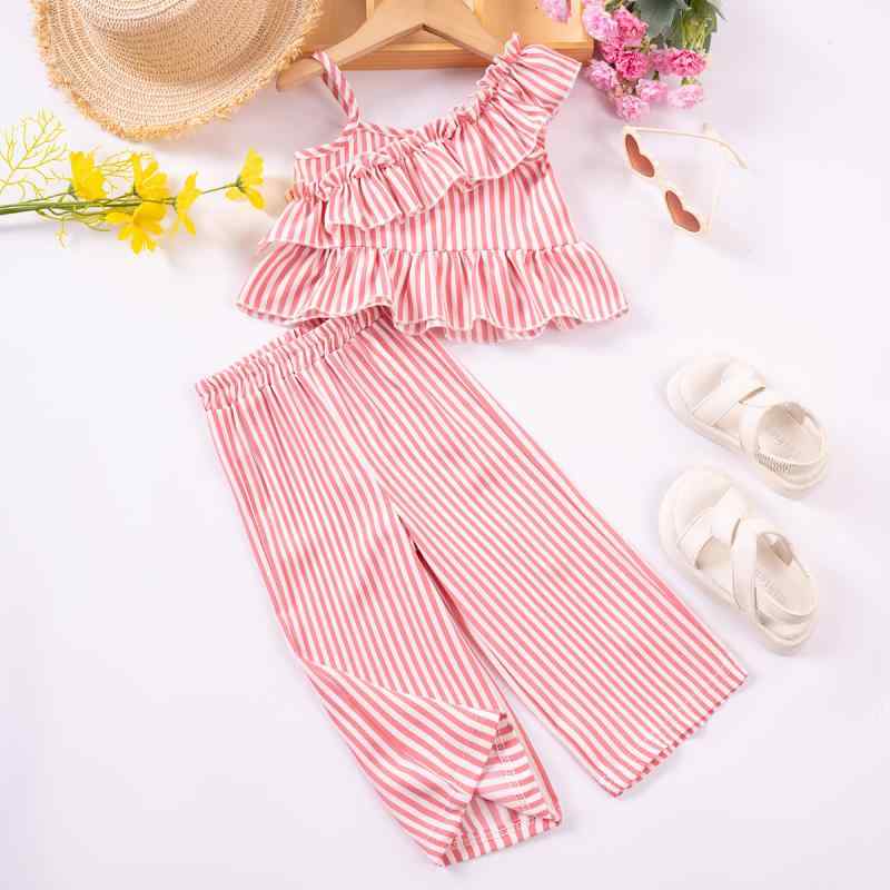 キッズ 女の子 ストライプ キャミソール トップス ショートパンツ 2点セット 薄手 80cm 90cm 100cm 110cm 120cm