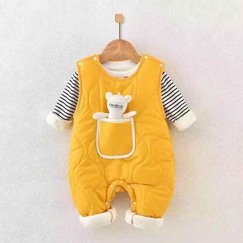 ベビー服 上下セット 背当て付きパンツ 薄手 長袖 カバーオール 秋冬 乳幼児 男の子 女の子 黄色 ベージュ ブルー