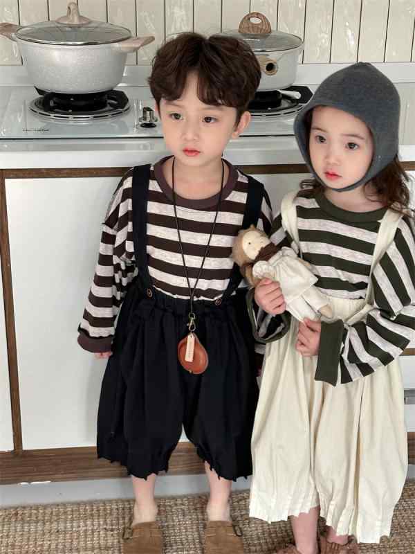 子供用パンツ 春秋 背当て付きパンツ ゆったり ストレート 7分丈パンツ 男女兼用 ミドルライズ 無地 コットン混紡 80cm 90cm 100cm 110cm 120cm 130cm 140cm