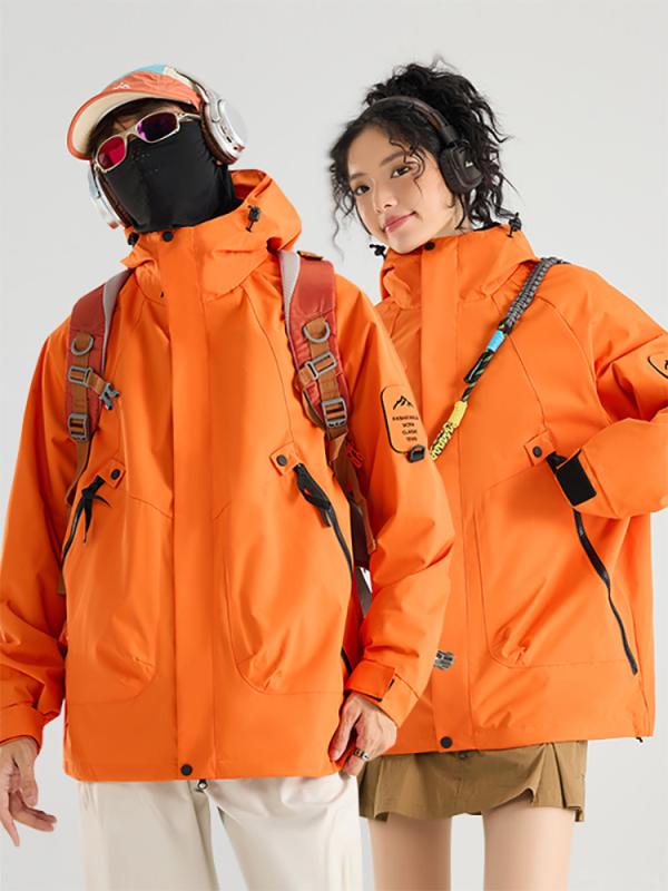 マウンテンパーカー 男女兼用 防風 防水 登山ウェア 3in1 ソフトシェル ジャケット アウター フリースインナー付き アウトドア キャンプ ウェア 青果緑 熱瑪橙 紫 ブラック アイボリー 蛍光緑 橘赤 柚黄 火?果色 冰?粉｜Tanzan