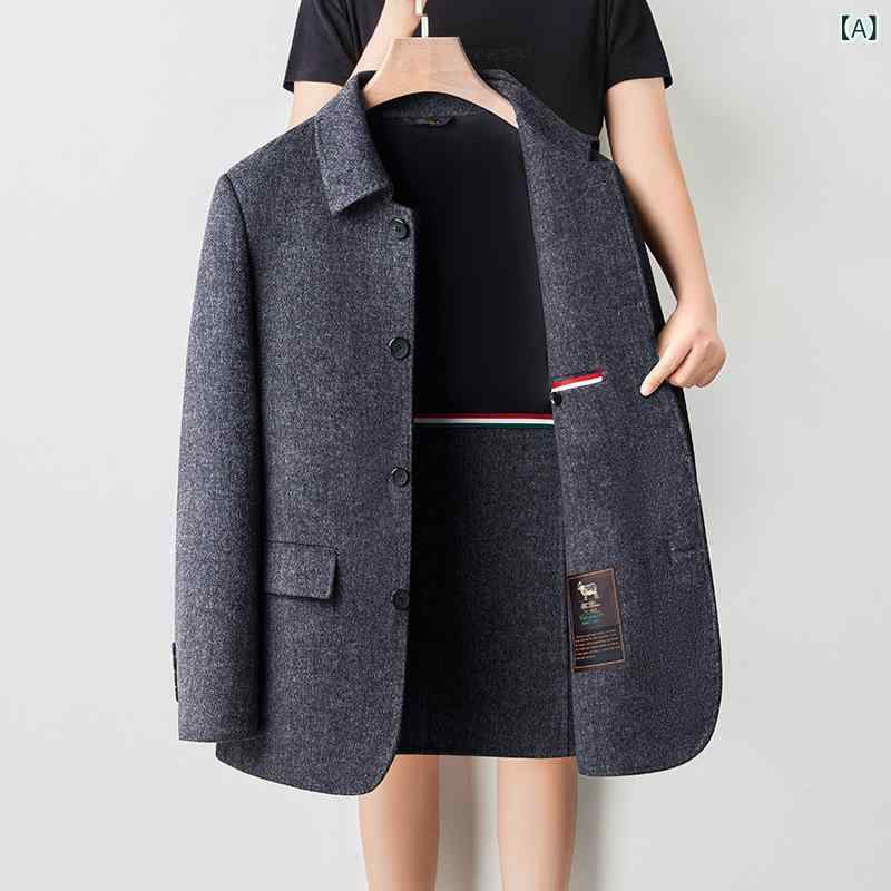 コート メンズ ウール 中綿 中長丈 秋冬 厚手 紳士服 ビジネス カジュアル ゆったり 襟付き グレー ブラック ベージュ
