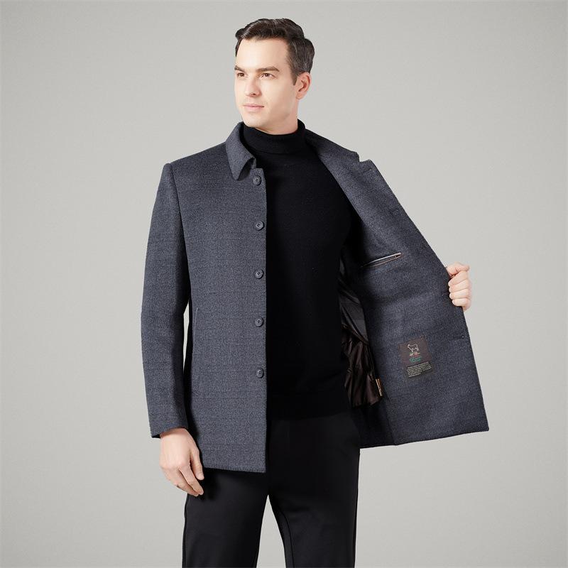 コート メンズ 男性用 ウール カシミヤ アウター 秋冬 ビジネス 紳士服 取り外し可能 ダウンライナー 厚手 グレー