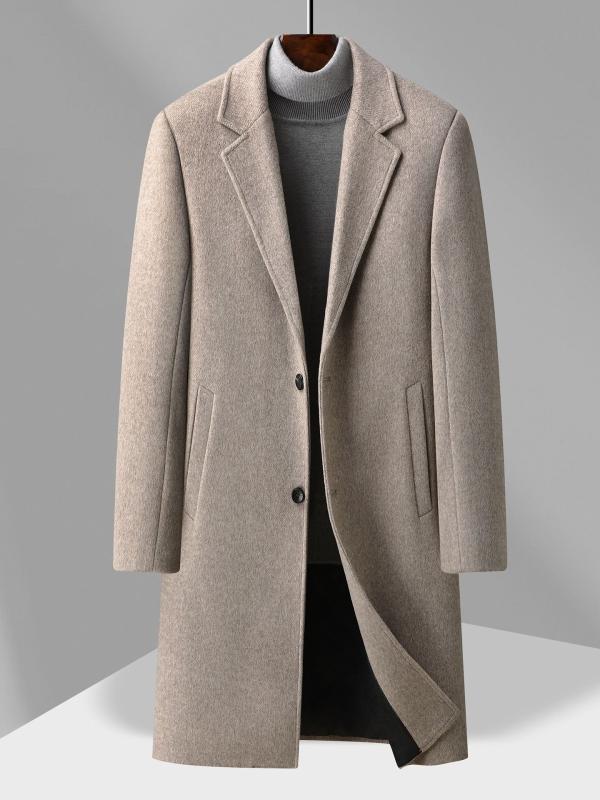 コート メンズ ウールコート 秋冬 ミドル丈 紳士服 ビジネス 30代 40代 厚手 無地 暖かい カジュアル カフェオレ 黒に近いグレー ベージュ 10,109円