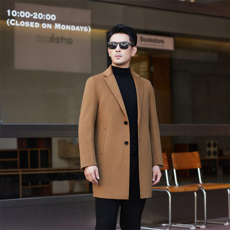厚地の外套 メンズ 成人男性用 絨毛 アウター 取りはらい能力のある 落ち込むラインドライブ付き添い人 商行為 心地よい 毛織 秋冬 朦朦たる 無地 薄墨色 黒いこと 駱駝 コート・ジャケット-メンズファッション