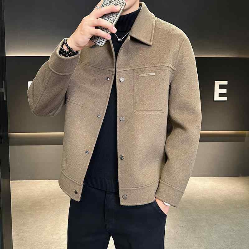 コート メンズ ウール テーラード 秋冬 英国風 カジュアル 羊毛 混紡 ミドル丈 茶色 ブラウン ブラック