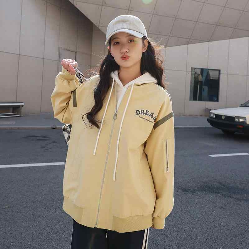 ジャケット レディース 春秋 綿 ゆったり スタジャン カジュアル かわいい 高校生 アウター 長袖 黄色 イエロー 白色 紺色 S M L XL XXL｜Tanzan 12,542円