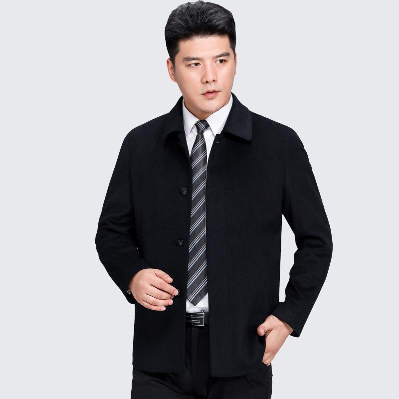 コート メンズ 男性用 羊毛 ウール カシミヤ100％ 冬物 アウター ジャケット 紳士服 ビジネス 厚手 無地 黒 ブラック