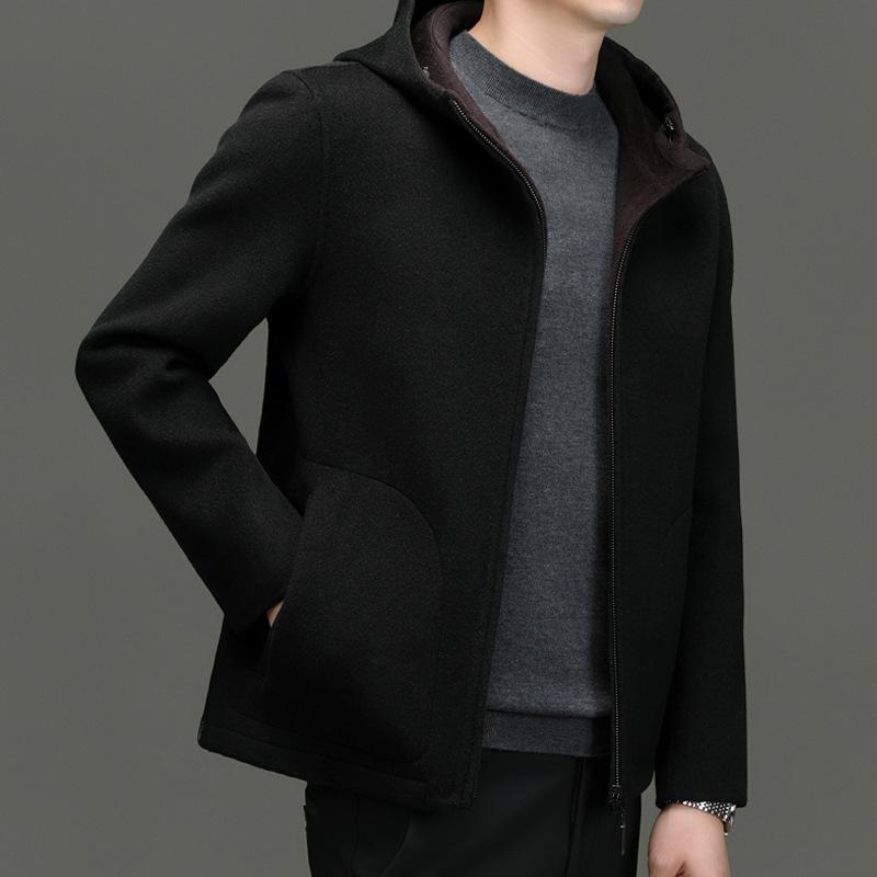 コート メンズ ウールコート フード付き ダブルフェイス 無地 秋冬 カジュアル ビジネス 170/M 175/L 180/XL 185/2XL 190/3XL