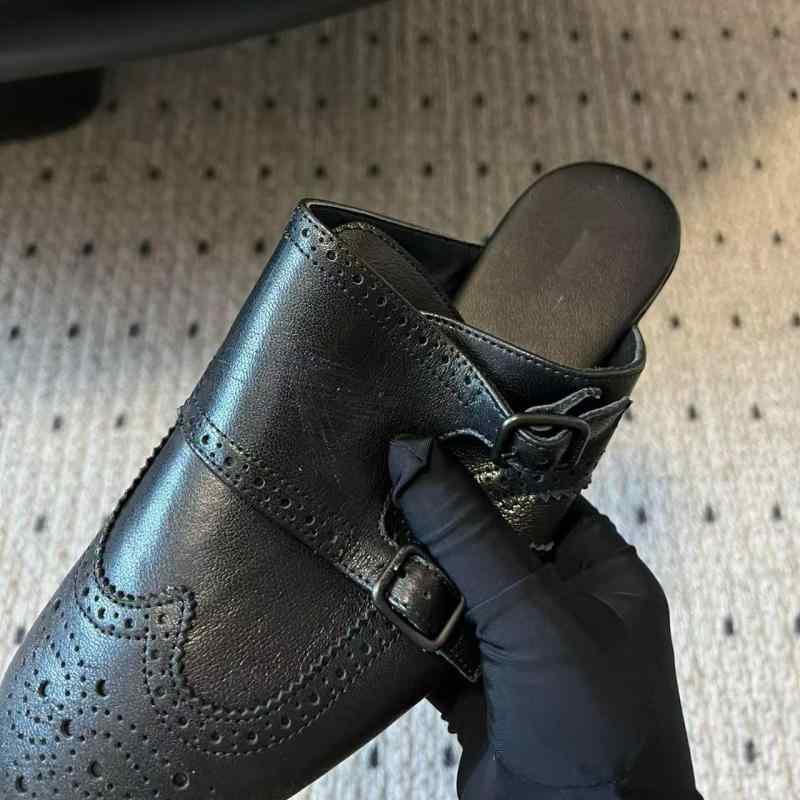 フラットシューズ レディース 牛革 ブロック ローファー スリッポン ラウンドトゥ バックル付き 春夏秋冬 ぺたんこ靴 婦人靴 デイリーユース