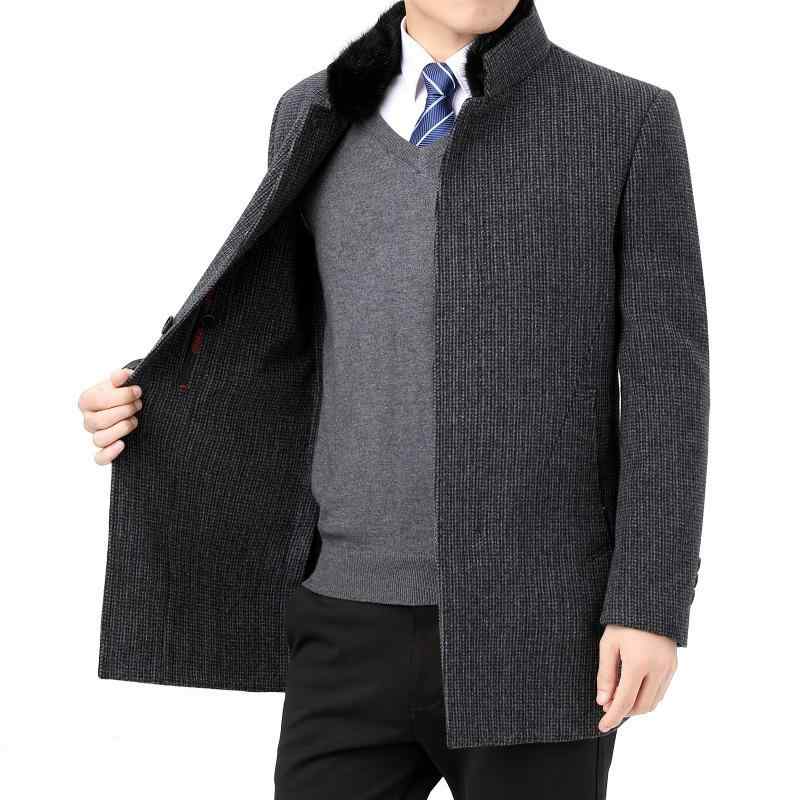 コート メンズ 男性用 ウール ダブルフェイス ロング 立襟 厚手 ビジネス 中国風 グレー|Tanzan
