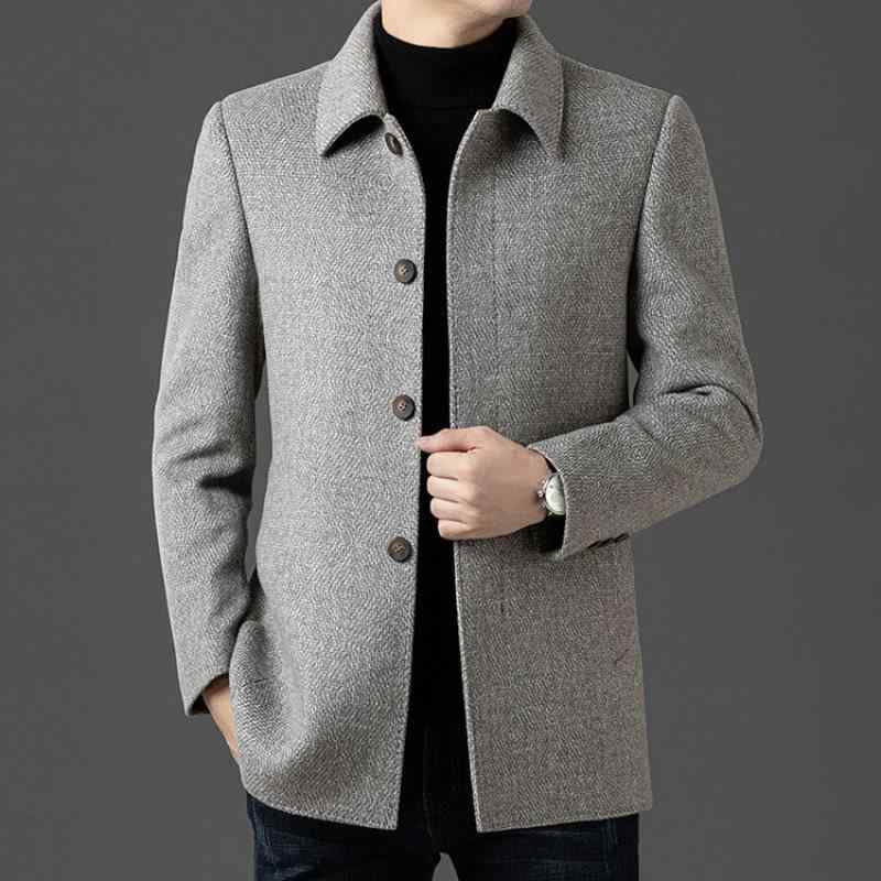 コート メンズ ウール ダウンライナー付き 40代 50代 ミドル丈 紳士服 ビジネス カジュアル ゆったり 厚手 無地 秋冬 グレー カーキ|Tanzan