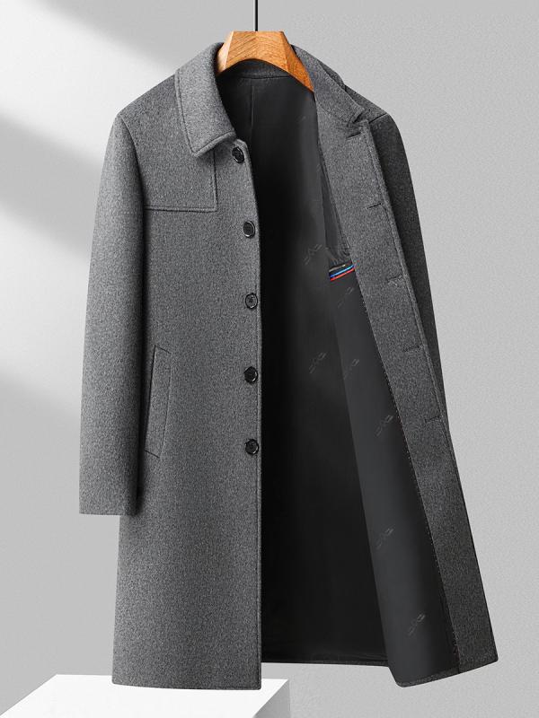 コート メンズ 男性用 ウール混紡 ビジネス 秋冬 厚手 紳士服 アウター 無地 ブラック 黒 グレー 紺｜Tanzan