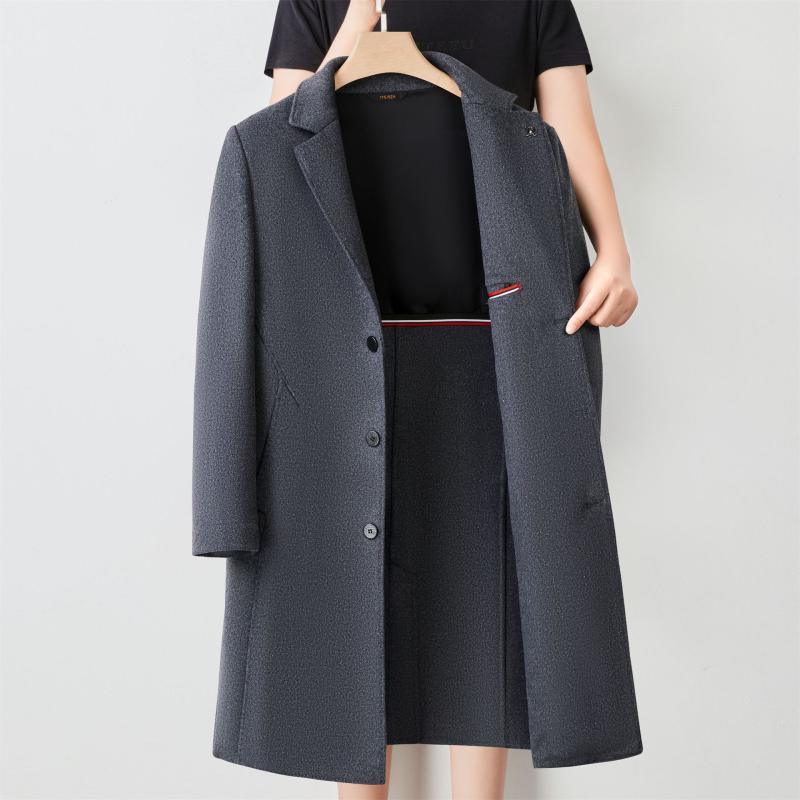 コート 男性用 ウールコート ロング丈 厚手 ビジネス 紳士服 アウター ウール混紡 グレー ブラック