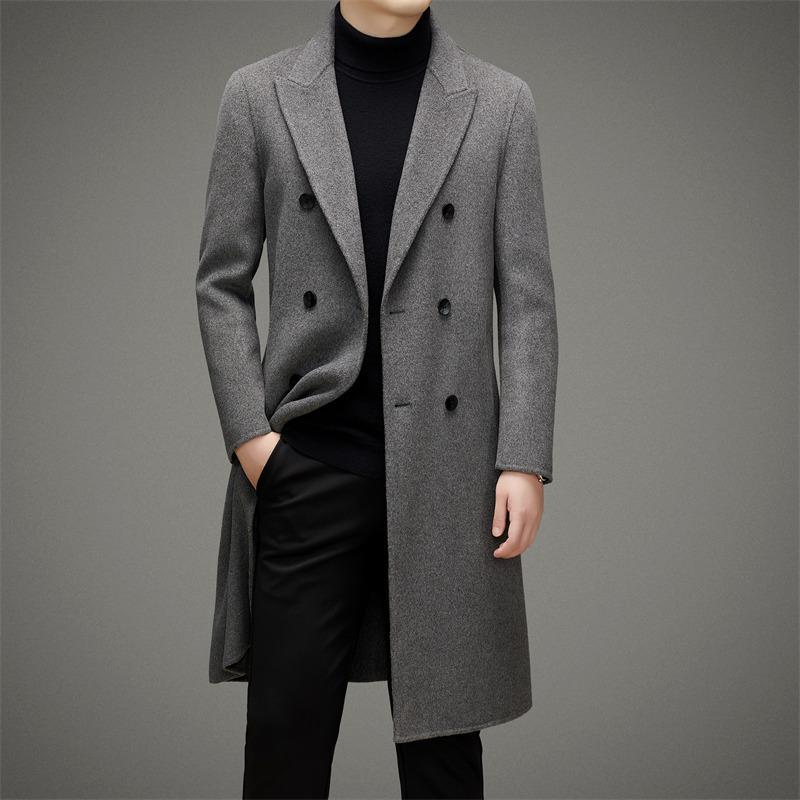 コート メンズ ウール ロング丈 秋冬 厚手 ウールコート 男性用 オーバーサイズ ゆったり 黒 グレー キャメル