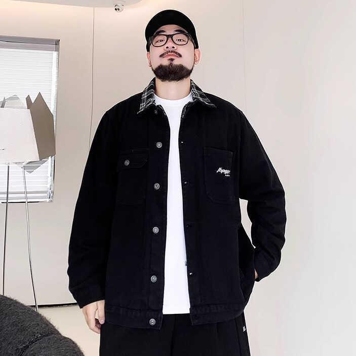 上衣 メンズ 気が大きい大きさ ジーンズ 秋服 フェイクレイヤード Gジャン 成人男性用 ゆったり 耐摩耗 黒いこと