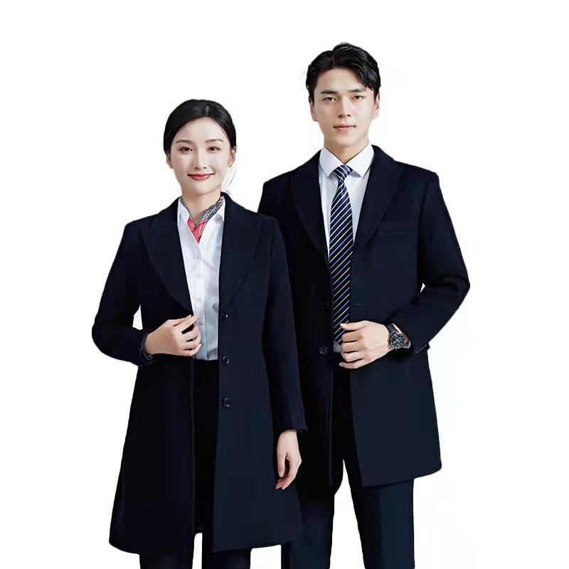 コート レディース ウール 毛織 アウター 銀行員 事務服 ビジネス オフィス 通勤 厚手 防寒 紺色 ネイビー S M L XL 2XL 3XL 4XL 5XL 秋冬|Tanzan