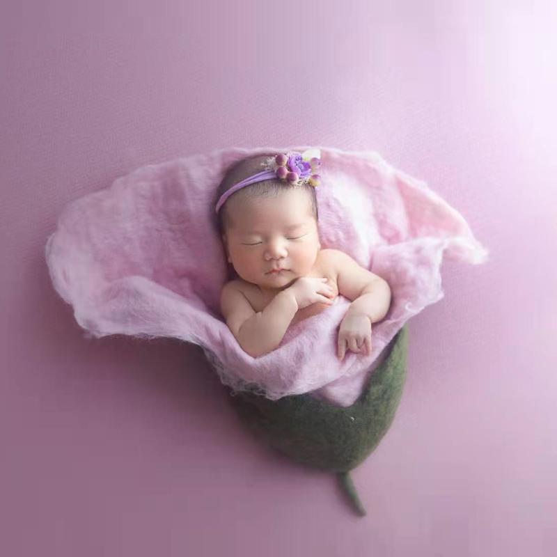 ベビー コスチューム 撮影用小道具 ウール フェルト 花 新生児 幼児 写真スタジオ 衣装 かわいい ピンク系 パープル ホワイト|Tanzan