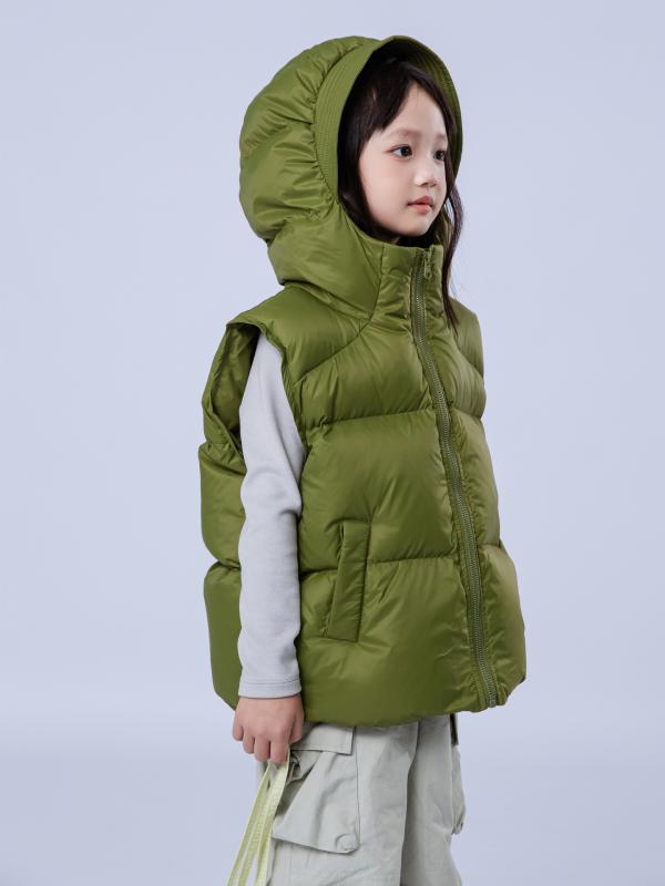 子供服 ダウンベスト キッズ 男女兼用 中綿ベスト フード付き チョッキ アウター トップス 防寒 防風 無地 パープル ブラック カーキ 120cm 130cm 140cm 150cm 160cm 170cm