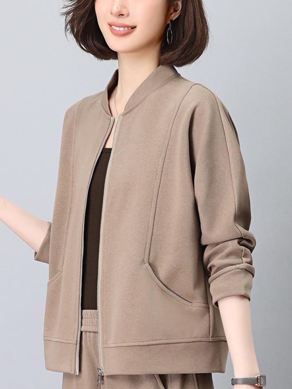 野球 服 レディース スウェット 春秋 ファッション ゆったり 体型カバー カジュアル アウター カーキ色 ダークグレー
