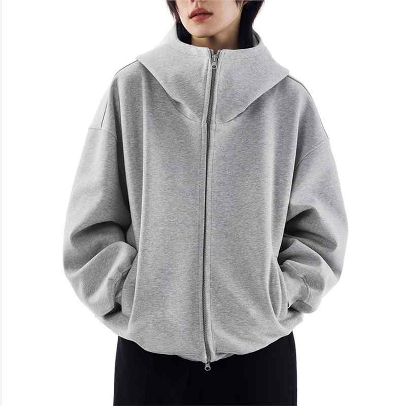 パーカー レディース 秋冬 ゆったり スウェット カーディガン フード付き グレー カジュアル 長袖 コットン混紡 部屋着 普段使い