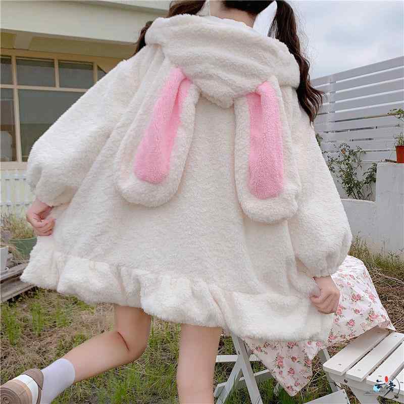 パーカー レディース かわいい ウサギ耳 ボア フリース 厚手 秋冬 プルオーバー トップス 長袖 暖か ゆったり ルームウェア 部屋着 白 黒 4,681円