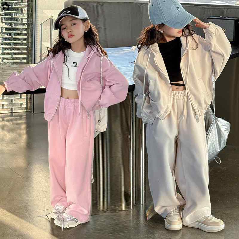 ちびっ子用 ティーシャツ 上下書き割り お嬢さん 歳月 編み物 パーカー ワイドレッグパンツ 運動競技御召しもの さくら色系 パープル系