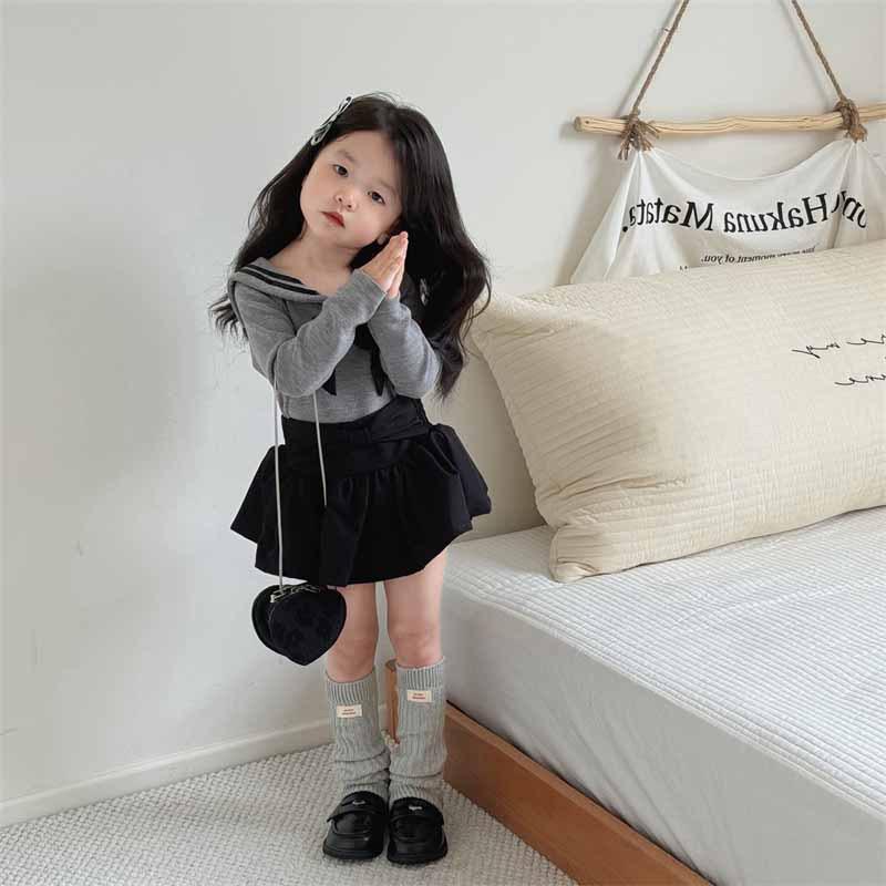子供用セットアップ ニットトップス ショートパンツ付き キュロット 2点セット 小学生 中学生 通学着 普段着 ガールズ 秋