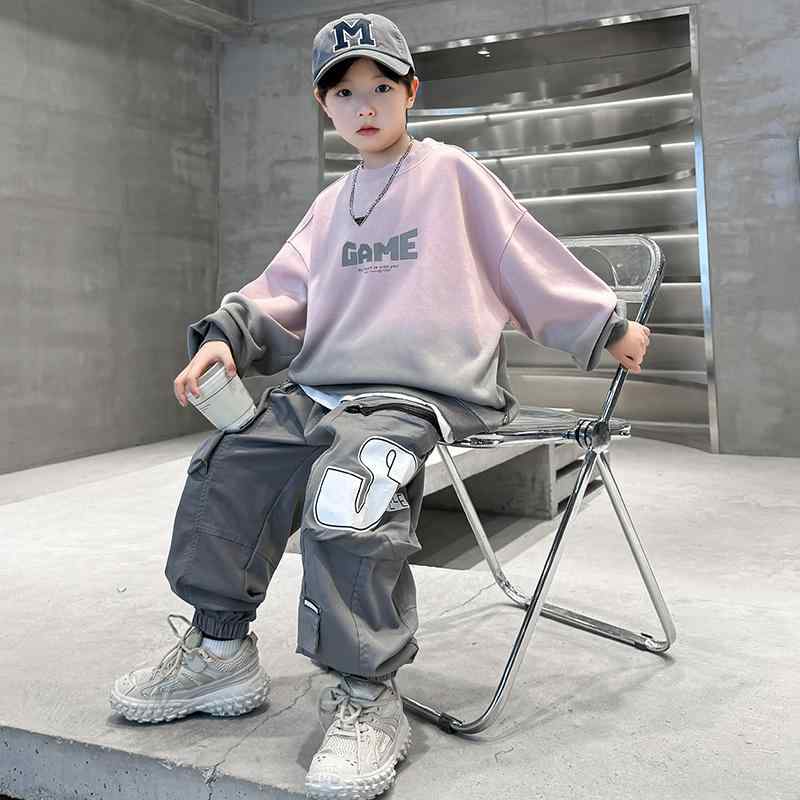 赤ちゃん用スウェットセットアップ 御坊っちゃん 春物 赤ちゃん服 上下仕掛ける 表どおり系 社交ダンス御召しもの 長袖 長ズボン 120糎 130糎 140糎 150糎 160糎 170糎 サクラ色 薄墨色