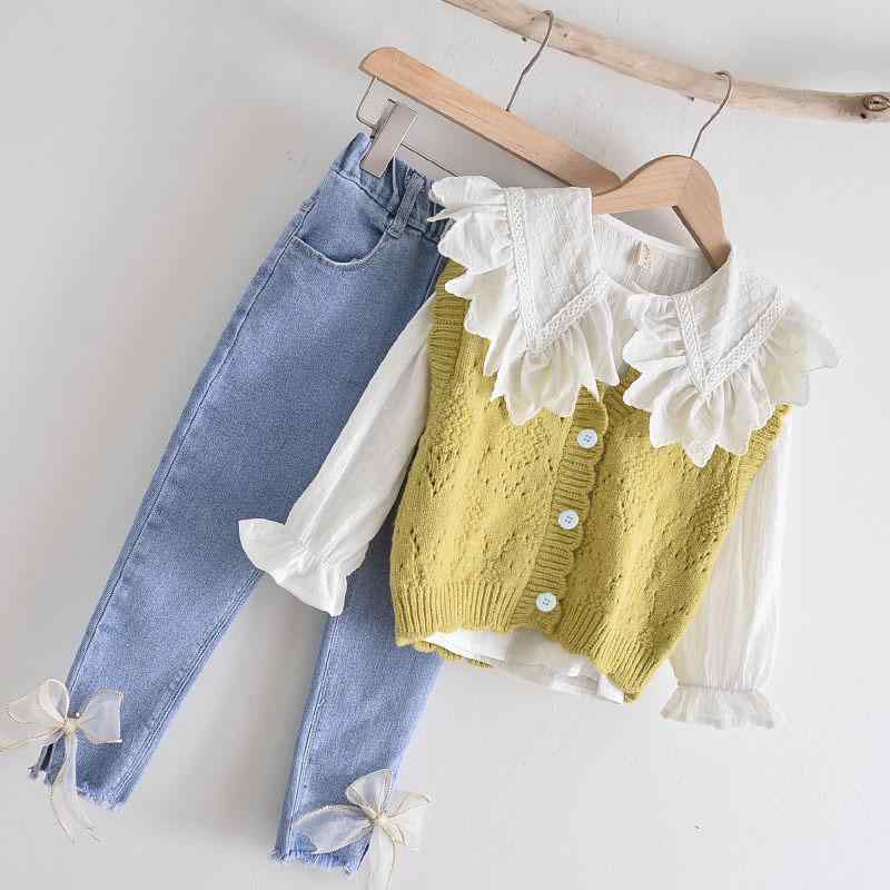 ニットベスト ガールズ 春秋 子供服 韓国風 かわいい 女の子 春 ニット セーター ベスト チョッキ 白 ホワイト 黄色 イエロー 100 110 120 130 140 150