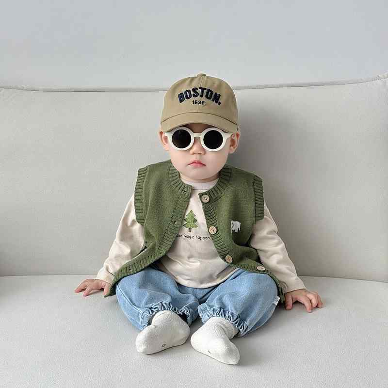 子供服 ベスト 男の子 ニット カーディガン 春秋 ベビー 幼児 アウター 73 80 90 100 110 66cm グリーン ブラウン グレー ベージュ 4,390円