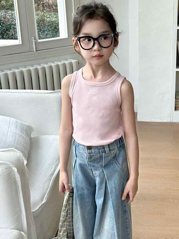 キッズ タンクトップ カットソー 女の子 ベビー 子供服 韓国風 カジュアル ノースリーブ Tシャツ 春夏 綿100% 薄手 かわいい おしゃれ 普段着 部屋着 星柄 ブラック ピンク系 グレー