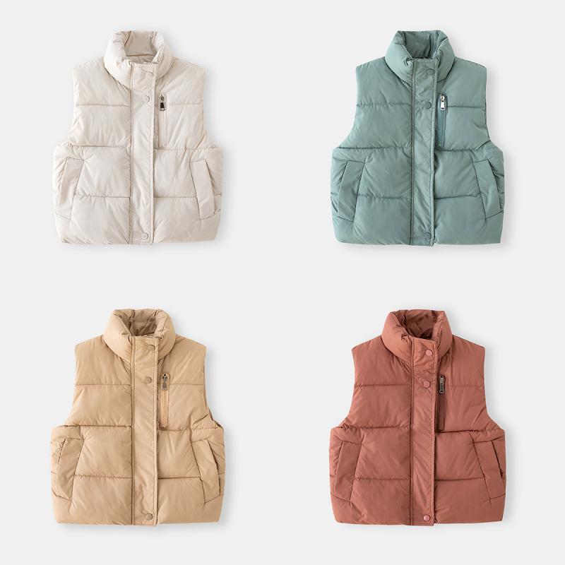 子供服 ベスト 男の子 秋冬 中綿入り あったか アウター カジュアル 100cm 110cm 120cm 130cm 140cm カーキ ブラック グリーン ホワイト レッド イエロー