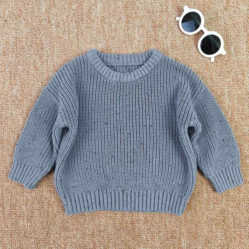 ニット 子供服 秋冬 彩点 コットン ゆったり セーター トップス 長袖 男女兼用 杏色 カーキ 孔雀ブルー 80cm 90cm 100cm 110cm 73cm 120cm 66cm