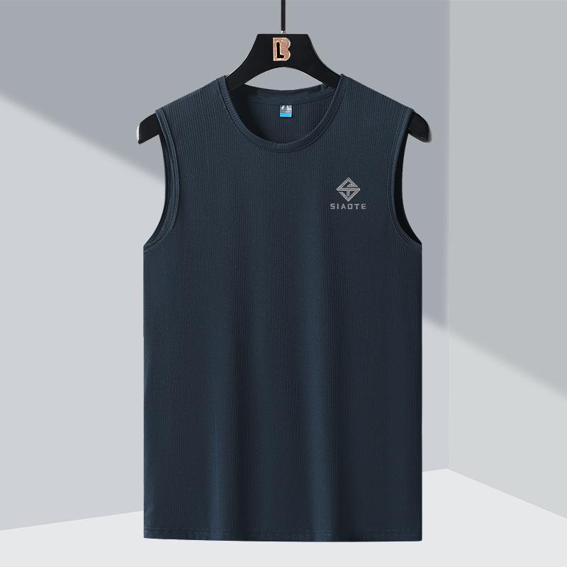 Tシャツ メンズ 男性用 ノースリーブ ニット スポーツウェア トレーニング ランニング 吸湿速乾 薄手 接触冷感 ブラック ホワイト グリーン グレー