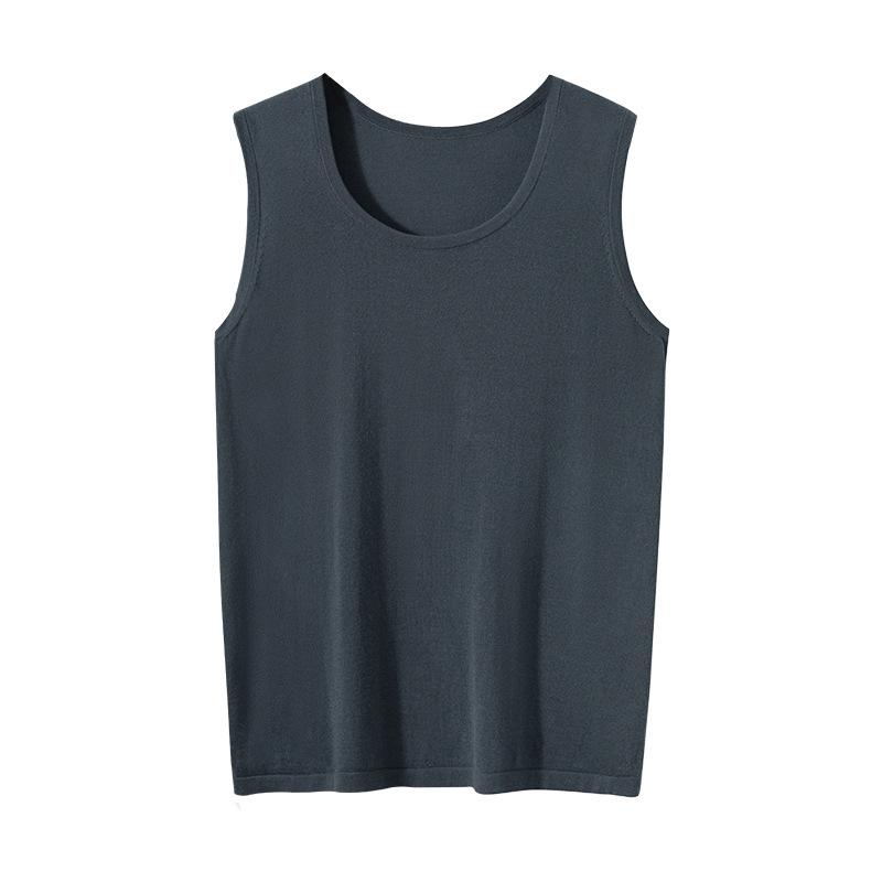ニットベスト メンズ 男性用 100% カシミヤ 薄手 無地 ラウンドネック プルオーバー ゆったり リラックス 春物 ホワイト グレー ネイビー
