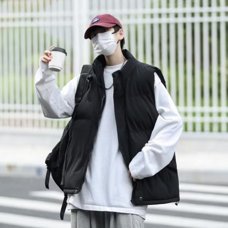 ベスト メンズ 男性用 中綿ベスト 秋冬 無地 ベーシック カジュアル ゆったり 大きいサイズ 防寒 アウター