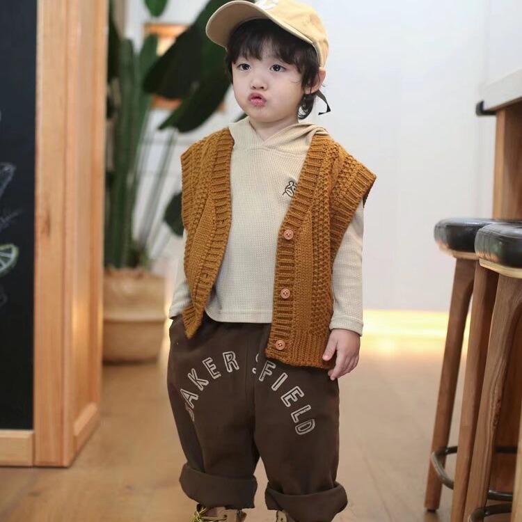 子供服 ベスト キッズ レトロ 韓国風 男の子 女の子 Vネック ニット セーター カーディガン 秋冬 綿 80cm 90cm 100cm 110cm 120cm 130cm 140cm 150cm