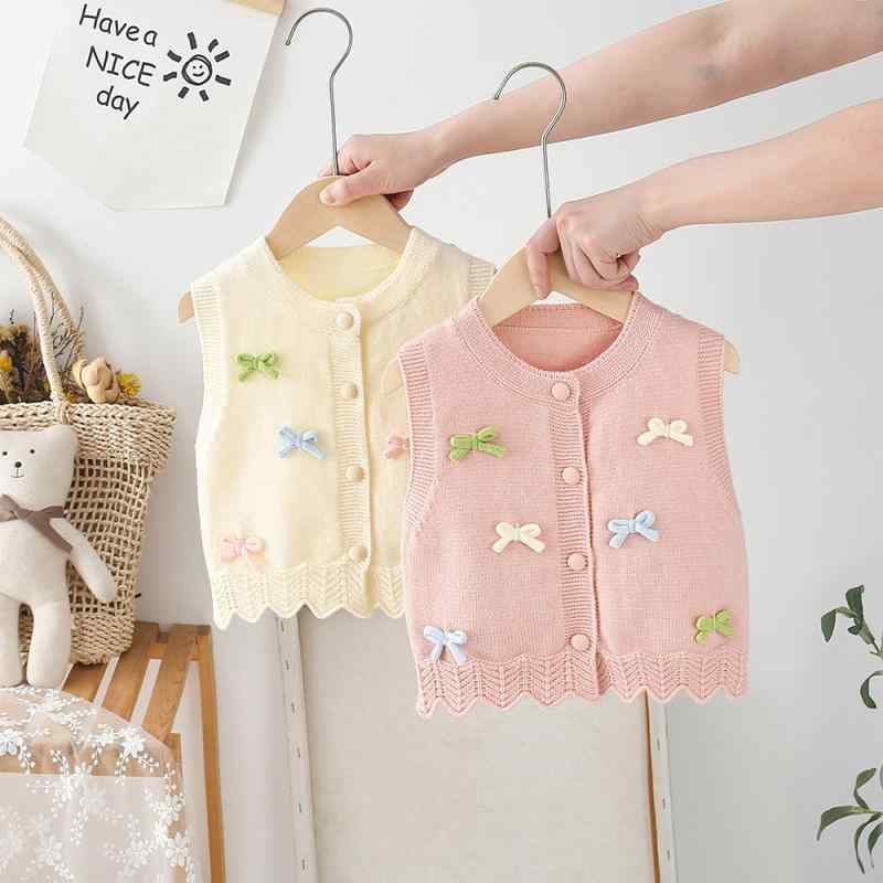 子供 ニットベスト 春秋 Vネック かわいい ベビー服 カーディガン 女の子 幼児 トップス 花柄 70 80 90 100