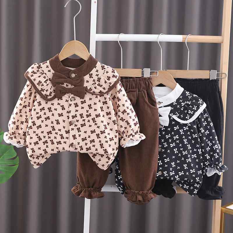 子供用セットアップ ガールズ 花柄 長袖トップス パンツ 2点セット 春秋 幼児 ベビー服 綿90% かわいい おしゃれ 80cm 90cm 100cm 110cm 120cm