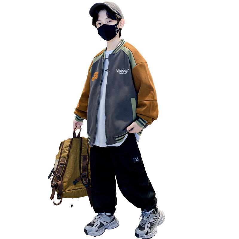 子供服 ジャケット 男の子 春秋 アウター 野球 カジュアル ジャンパー スポーツ ボーイズ トップス 灰色 110cm 120cm 130cm 140cm 150cm 158cm