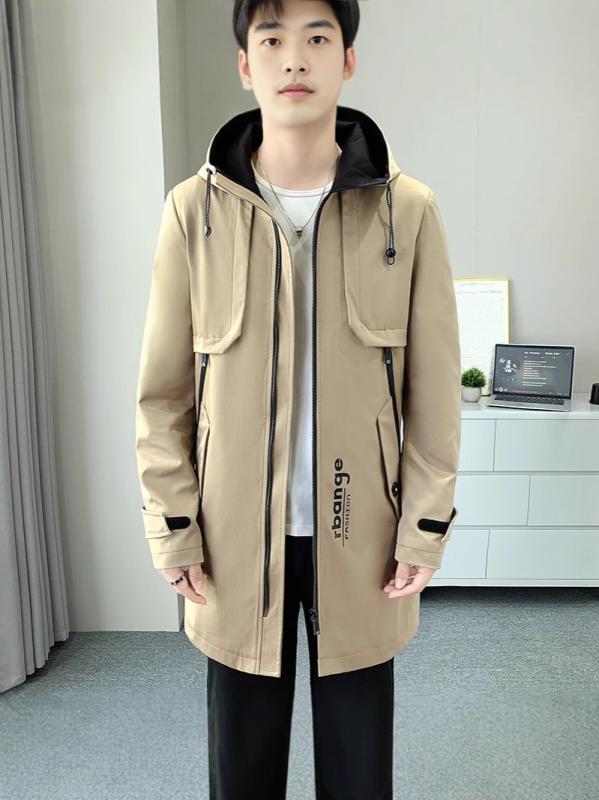 厚地の外套 メンズ 成人男性用 スプリングコート 秋 テーラードカラー 無地 馬鹿でかい大きさ ゆったり大きさ カーキ 黒いこと 黒 薄墨色