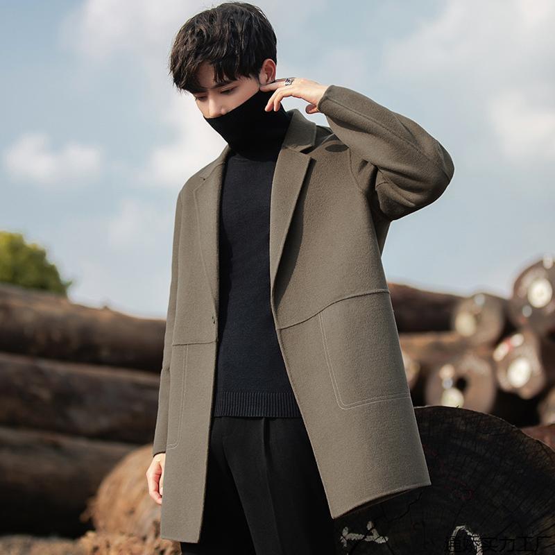 コート メンズ ウール 秋冬 ショート丈 ビジネス 男性用 紳士服 ウールコート 厚手 無地 ブラック グレー グリーン ブラウン|Tanzan