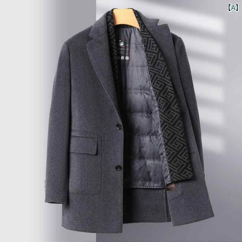 コート メンズ ウール アウター 秋冬 ミドル丈 ビジネス カジュアル 紳士服 男性用 羊毛 無地 厚手 防寒 グレー ブラック キャメル